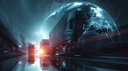 Poster - Modern Logistics Technology with Double Exposure Effect