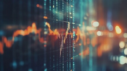 Poster - Double Exposure Financial Market Data Visualization with Graphics