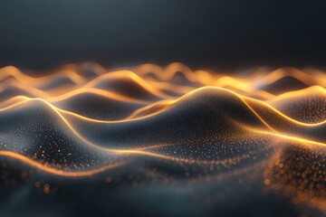 Poster - Waves of golden light create a mesmerizing abstract landscape in dark surroundings