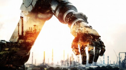 Poster - Robotic Arm in Modern Factory Setting for Industrial Automation