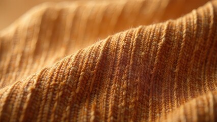 Poster - A delicate woven fabric drapes gracefully displaying a rich golden color that glimmers in soft sunlight highlighting intricate patterns and texture evoking warmth and comfort.