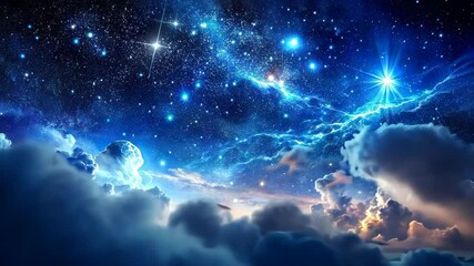 Wall Mural - a dreamlike journey through the celestial cloudscape a cosmic dance of stars and nebulae