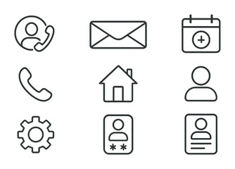 Poster - Essential communication and office icons set in linear style for modern interfaces