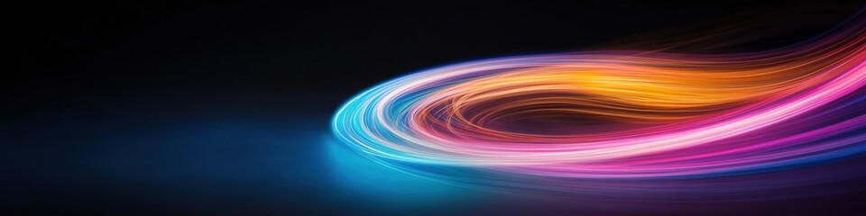 Poster - A colorful swirl of light and color. The colors are bright and vibrant, creating a sense of energy and excitement. The image is abstract and dynamic, with the swirls