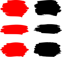 Red and Black marker underline brush stroke set. Marker red pen highlights squiggle stroke. Vector swoosh brush handwritten underline set for accent, pencil emphasis element. Vector illustration 
