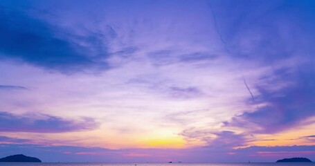 Wall Mural - Beautiful 4K Time lapse of Majestic sunset clouds sky landscape,Amazing colorful light of nature cloudscape sky background