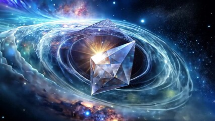 Wall Mural - Crystalline Formation Emerging from Cosmic Vortex in the Vast Expanse of Space