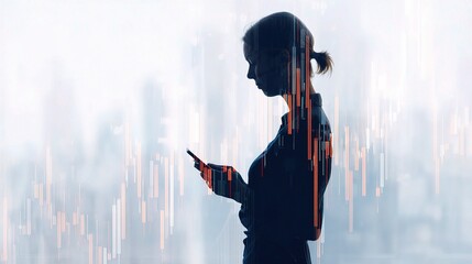 Poster - Double Exposure of Forex Graph with Silhouette of a Person
