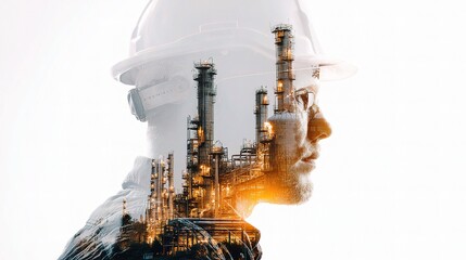Poster - Double Exposure of Worker and Oil Refinery in Industrial Setting
