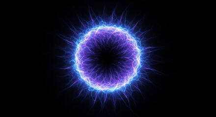 Wall Mural - luminous energy orb - a vibrant, glowing orb of purple and blue energy radiates light against a blac