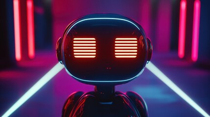 Futuristic robot in neon lights