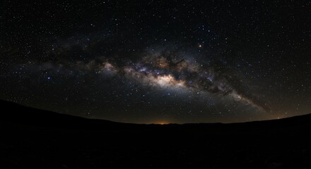 Wall Mural - night sky galaxy panorama with stars - majestic night sky, star-studded galaxy, cosmic wonder, celes
