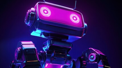 Futuristic robot with vibrant neon lights