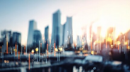 Poster - Dynamic Stock Market Exchange Graph with City Skyline Background