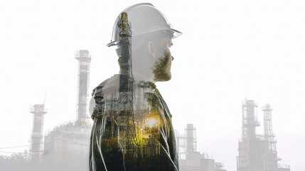 Poster - Industrial Engineer Standing in Front of Power Plant Infrastructure