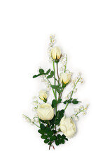 Wall Mural - flowers white small roses, white flowers lily of the valley ( convallaria majalis ) on a white backg