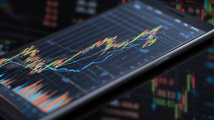 Poster - Economic Statistics Concept with Mobile Phone and Charts Display