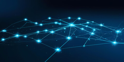 Wall Mural - dark blue background with a delicate, glowing blue network pattern.