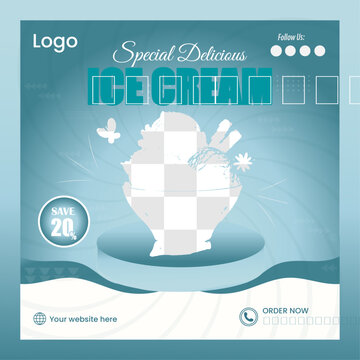 Modern Ice-cream social media post design template