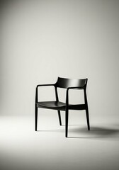 Poster - Minimalist Armchair Standing in Studio with Clean Backdrop
