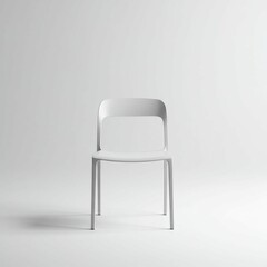 Poster - Isolated White Chair on White Background Minimalist Style