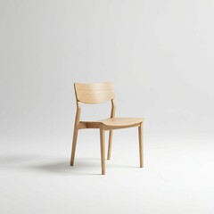 Poster - Wooden Chair Simple Design on White Background Interior Decor