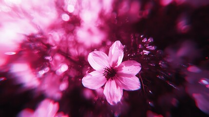 Poster - Surreal Pink Flower Closeup with Bokeh Background