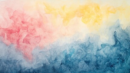 Poster - A soft, pastel watercolor texture blending shades of blue, pink, and yellow