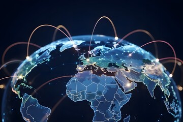 Canvas Print - Network connection in earth ,worldwide technology concept,genarative ai	