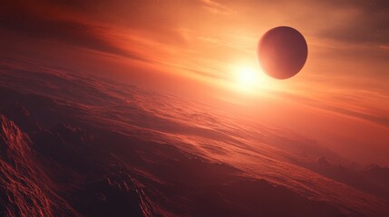 Wall Mural - a stunning 3d depiction of an exoplanet orbiting a distant star, beyond the boundaries of the solar 