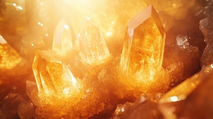 Poster - A stunning abstract background featuring crystalline structures illuminated by radiant, otherworldly light.