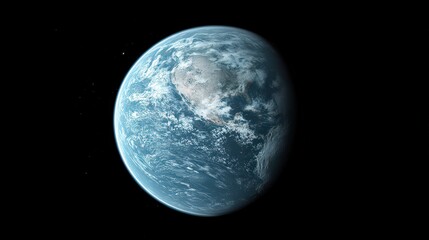 Wall Mural - a stunning view of an earth-like planet with continents and vast blue oceans seen from space