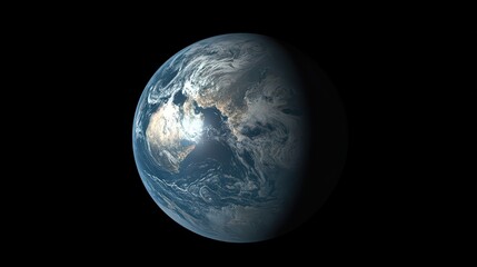 Wall Mural - a stunning view of an earth-like planet with continents and vast blue oceans seen from space