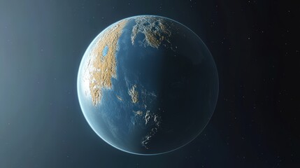 Wall Mural - a stunning view of an earth-like planet with continents and vast blue oceans seen from space