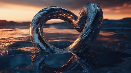 Poster - 3D infinity loop made of twisting liquid metal