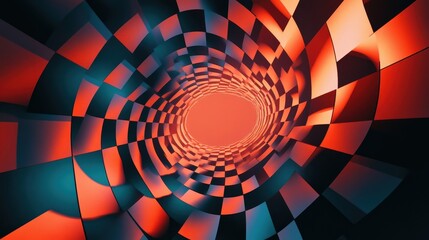 Poster - A surreal geometric pattern with distorted grids and shifting perspectives, creating a dreamlike effect.