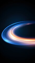 Poster - Glowing spiral light trails in blue and orange colors against dark background create dynamic motion effect for technology and innovation concepts.