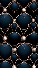 Poster - Luxurious rose gold and pearl pattern on dark blue background creates elegant seamless texture for luxury packaging, fashion, and interior design projects.