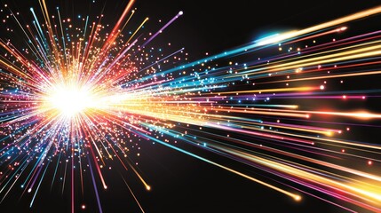 Poster - vibrant explosion of light energy bursting from a central point