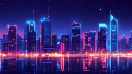 Wall Mural - night city skyline
