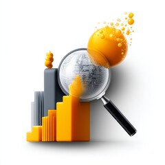Poster - Analyzing Growth: A Detailed Look at Business Development and Market Trends with Magnifying Glass and Abstract Elements