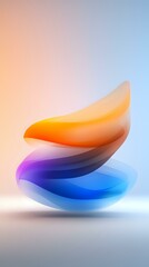 Aufkleber - abstract flowing gradient shapes in orange, purple and blue colors creating dynamic movement against