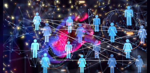 Fototapete - Abstract technology group and data 3d