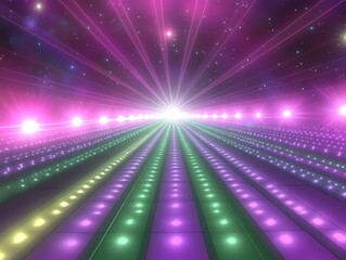 Poster - A futuristic space with bright lights and colorful reflections