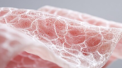Macro view of artificial skin mesh structure showing intricate tissue design, representing biotechnology, regenerative medicine, and future healthcare innovation.