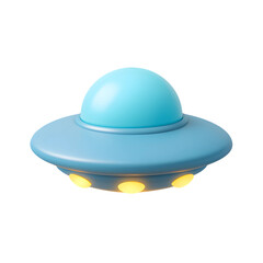 Poster - Bright blue 3D UFO icon with a streamlined design and transparent background suitable for creative projects