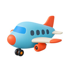 Poster - Colorful 3D airplane icon in minimalist design with transparent background perfect for web and graphics projects