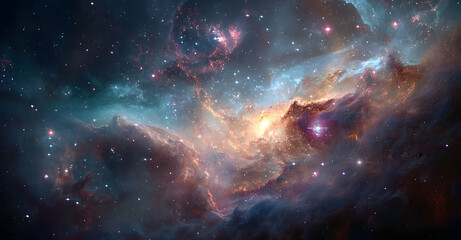 Wall Mural - Nebula and galaxies in space. Abstract cosmos background