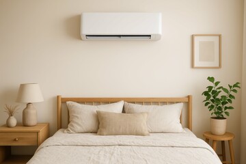 Poster - Cozy Minimalist Bedroom with Natural Elements and Soft Textures