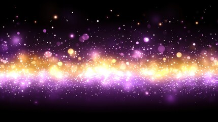 Poster - Glowing particles of light and color spread across the dark background